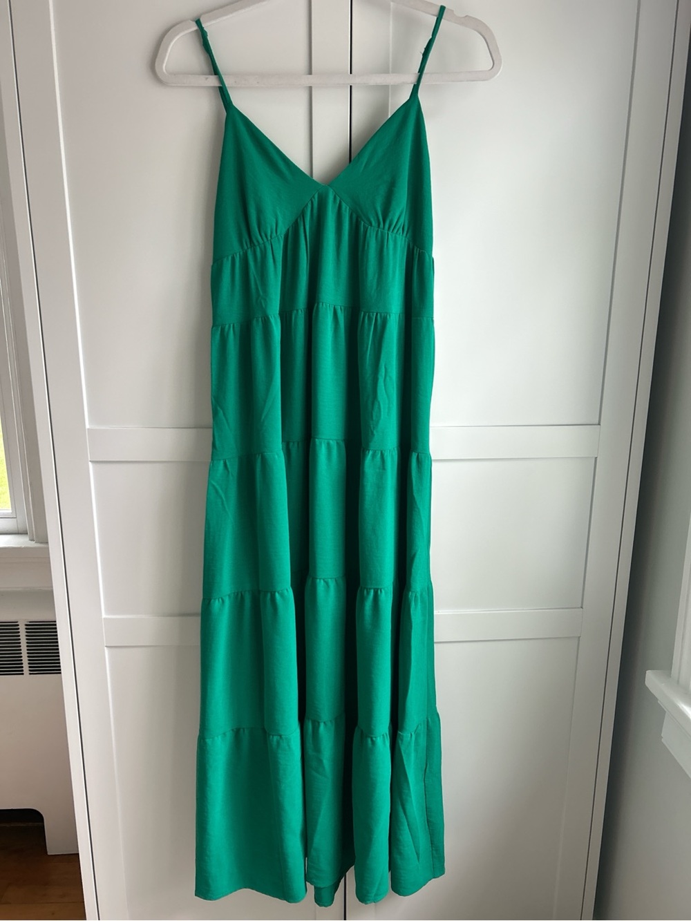 Green Tiered Spaghetti Strap Maxi Dress